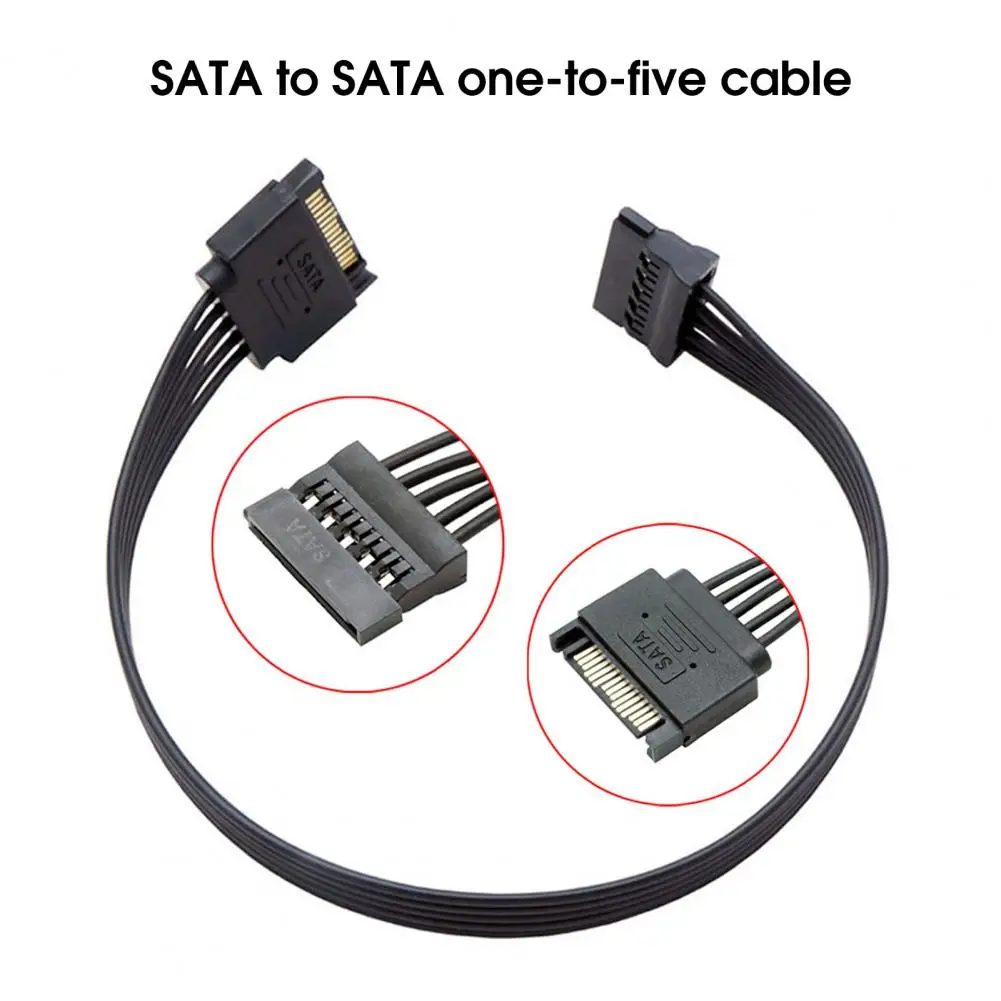 Convenient Hard Drive Cable PVC Solid Compact 15Pin SATA to 1 Extending Hard Drive Cable  Power Cable Good Conductivity
