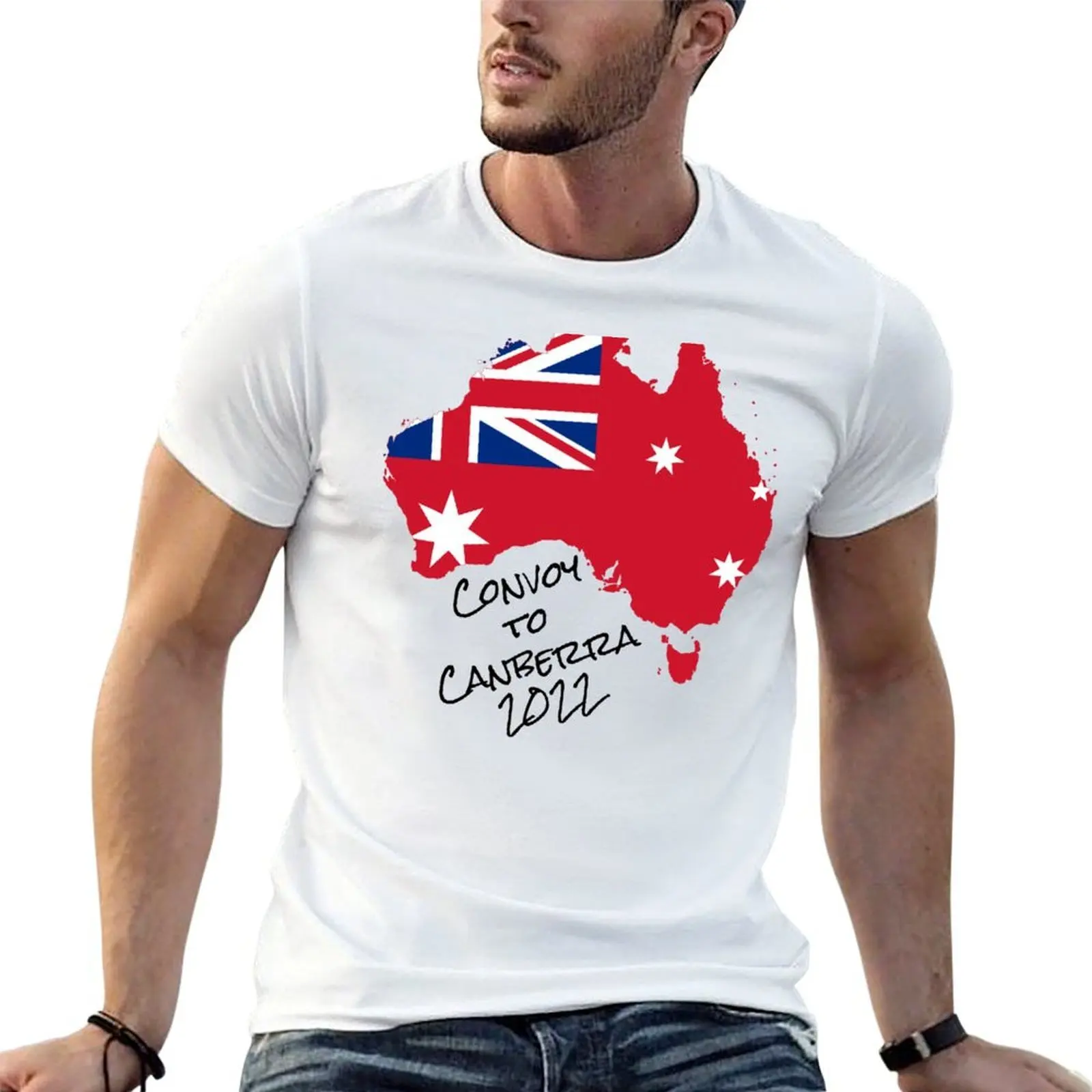 Convoy To Canberra 2022 (black text) T-Shirt Personalized t-shirt cotton man t-shirts mens cotton t shirts