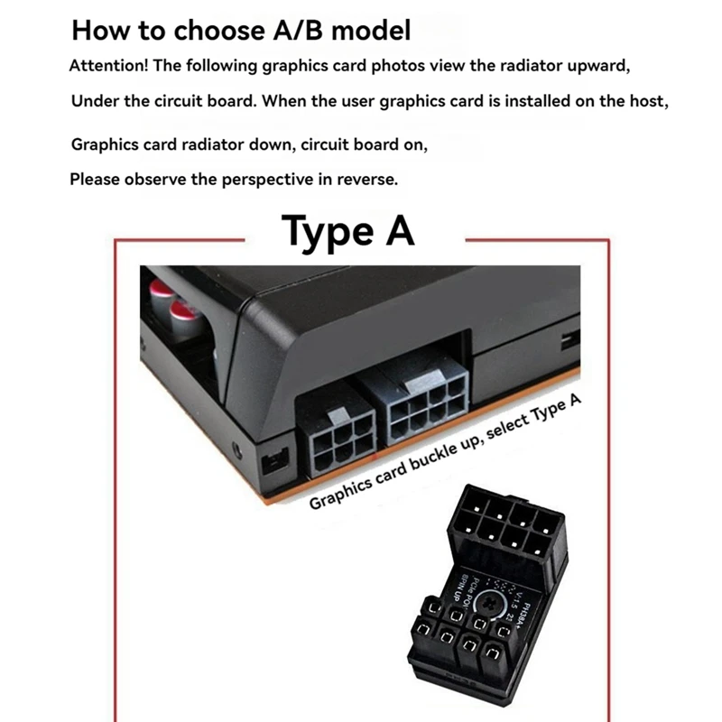 Graphics Card Power Supply Adapter Elbow 180°, GPU PSU Steering Connector PCI-E 8Pin Rotating Wiring Artifact