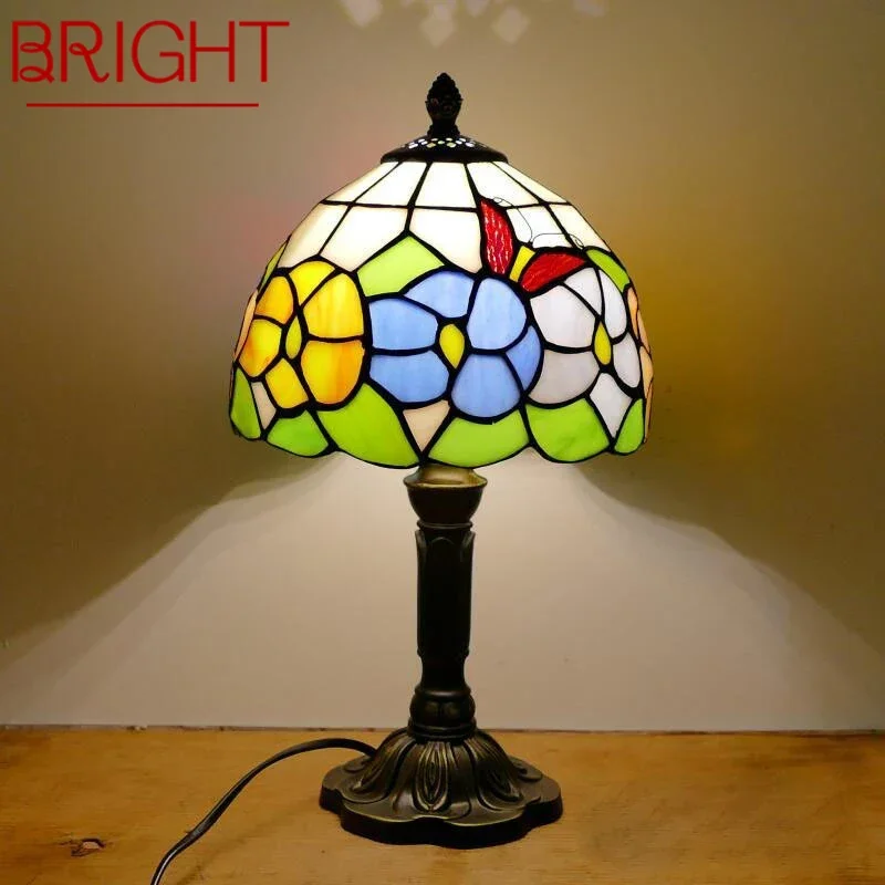 

BRIGHTTiffany Table Lamp American Retro Living Room Bedroom Lamp Luxurious Villa Hotel Stained Glass Desk Lamp