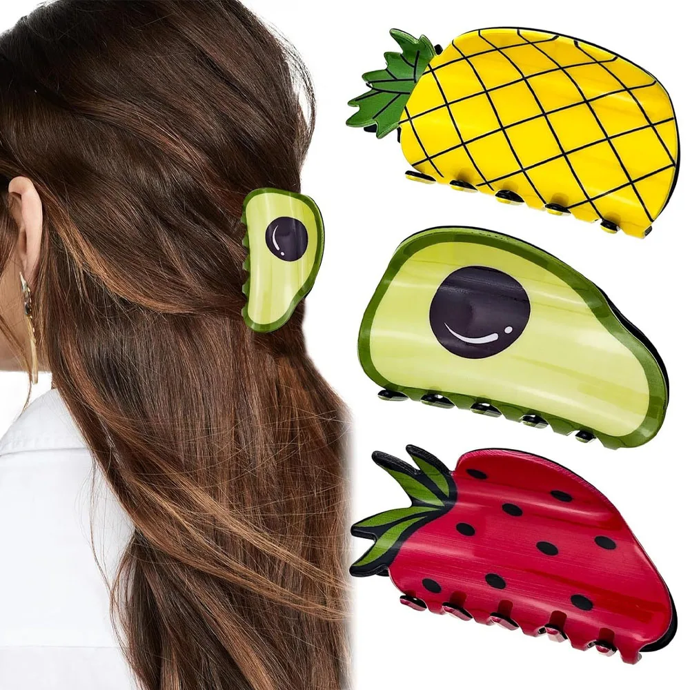 

1pc Fashion Fresh Geometry Fruit Hair Claws Cute Summer Hair Clip Vegetable Hair Claw Korea Claws Hair Grab Headdress