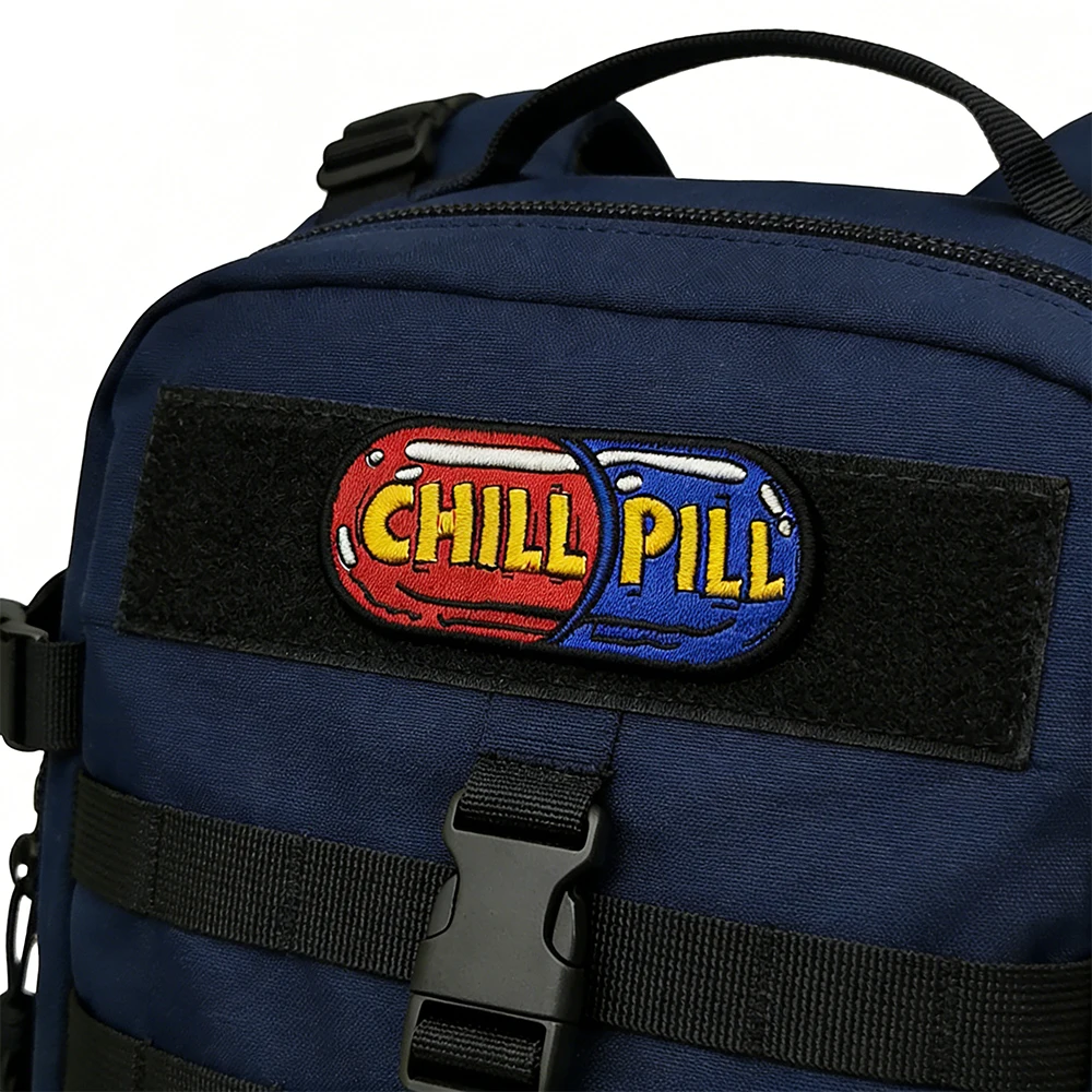 Picture 4: 'CHILL PILL' Delicate Embroidery Patches, Creative Decorative Patch, Hook and Loop Seals Badge, Sewing Supplies
