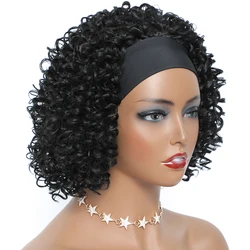 Soft Kinky Curly Headband Wigs Short Glueless Wig Afro Deep Wave Synthetic Hair Wig for Women & Girls Natural pelucas para mujer