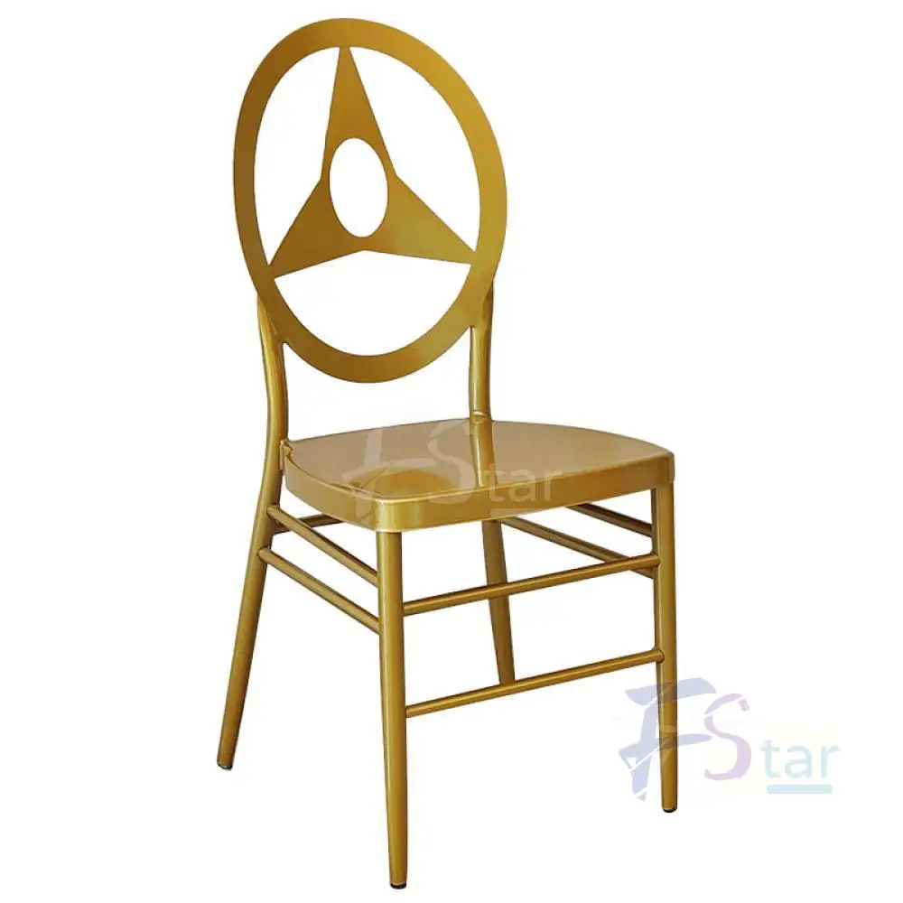 Foshan New Design Leather Cushion Metal Gold Royal Wedding Chair