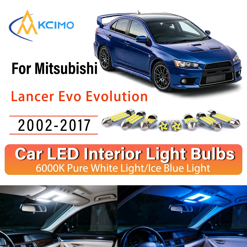 LED Interior Lights For Mitsubishi Lancer Evo Evolution 7 8 9 10 VII VIII IX X 2002-2017, Blue Light, White Light Super Bright