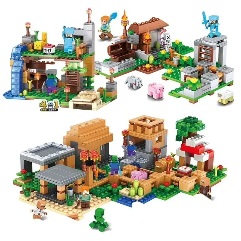 DIY Small Village Treehouse Cave  Children's Educational building block Bricks Gift Toys for Children Kids