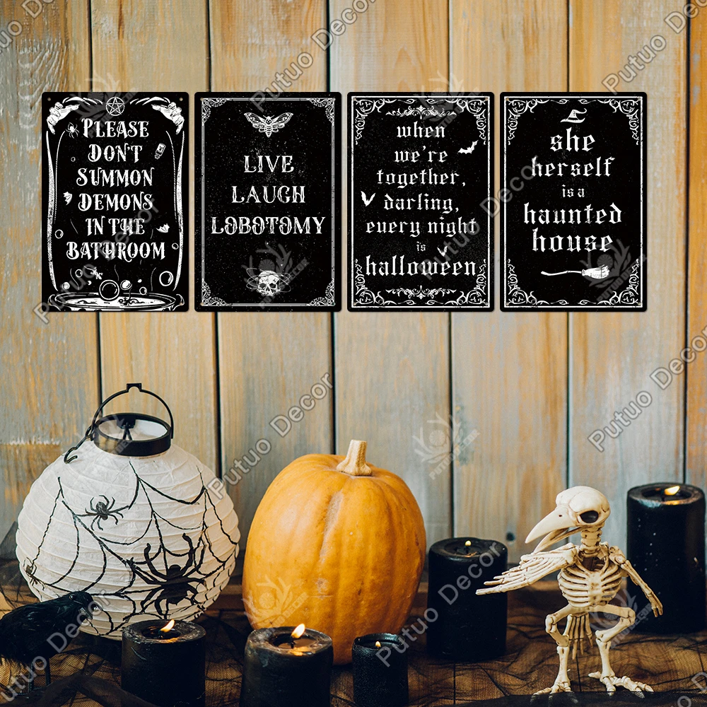 Putuo Decor Happy Halloween Vintage Metal Tin Sign,Wall Art Decor for Home Coffee Shop Cafe Office, 7.8 X 11.8 Inches Gifts