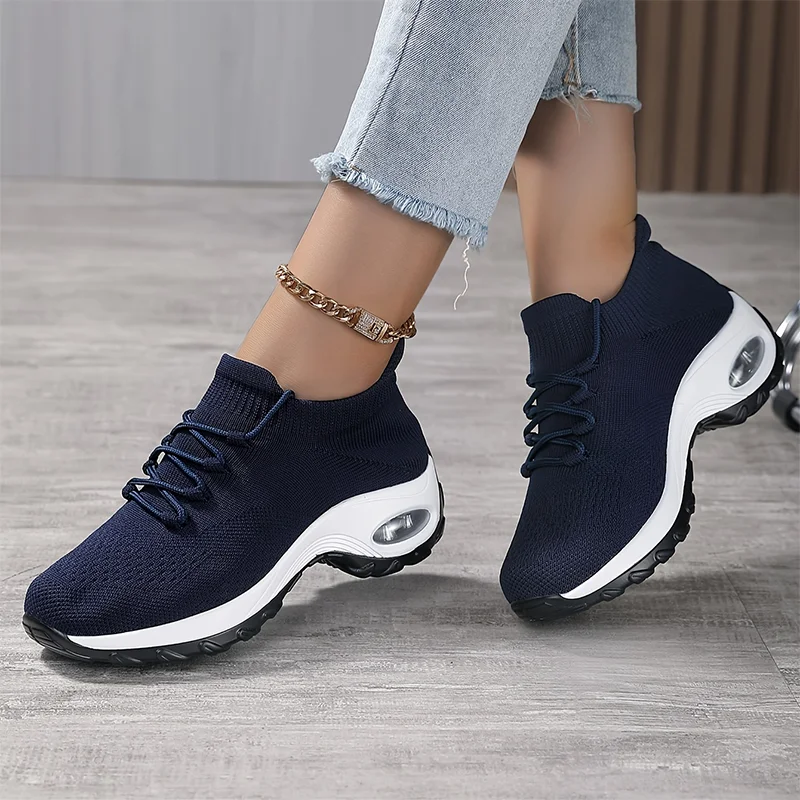 Women 2024 Summer Sport Running Shoes Air Cushioned Increase Height Sneaker Female Mesh Breathable Trainning Shoes Free Delivery