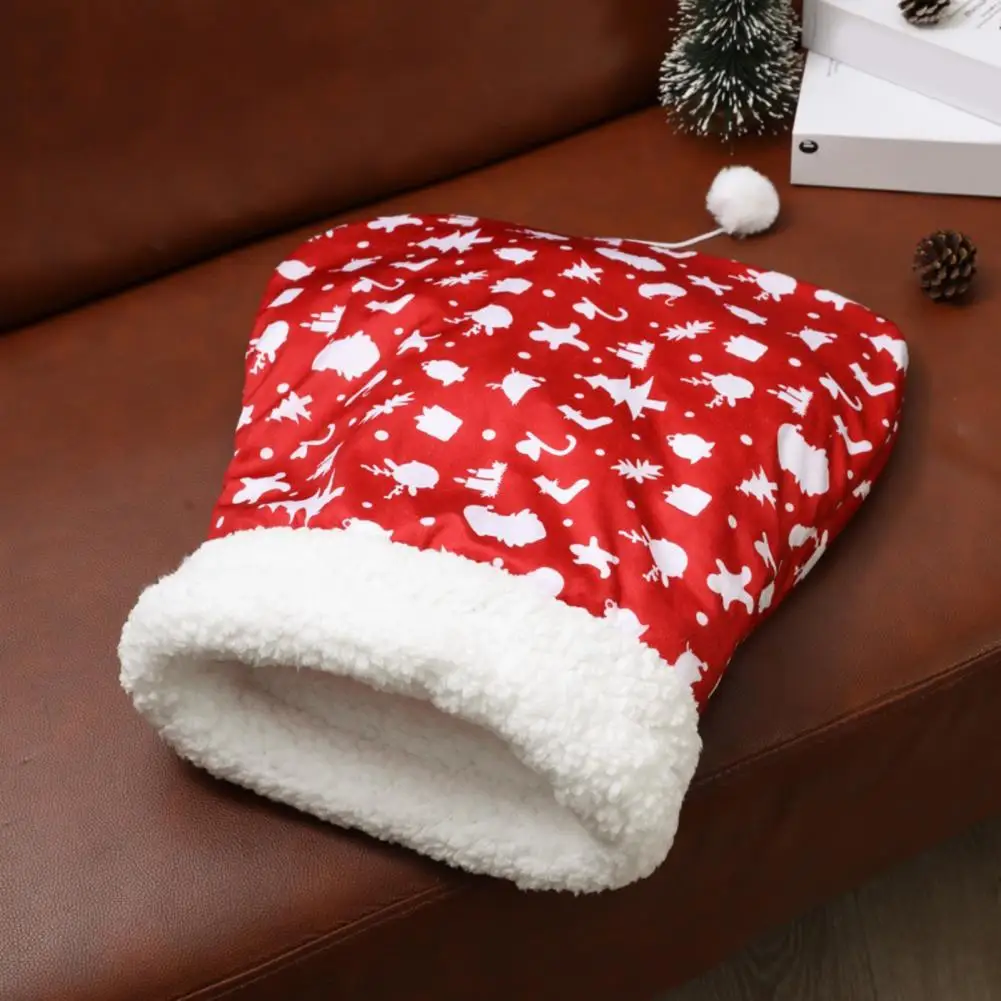 Cat Hibernation Bed Cozy Plush Cat Sleeping Bag for Winter Soft Semienclosed Cat Bed Cave 360-degree Warmth Sack for Indoor Cats