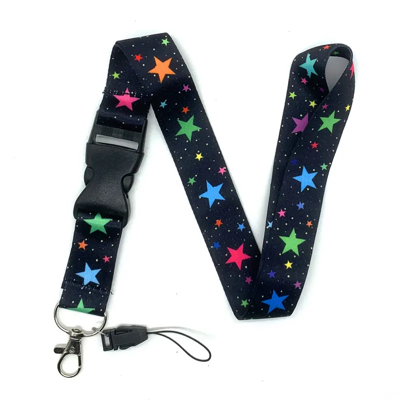 Colorful Stars Neck Straps Key Lanyard For Keys ID Card Badge Holder DIY Hanging Rope Keychains Lanyards Necklace Keyrings