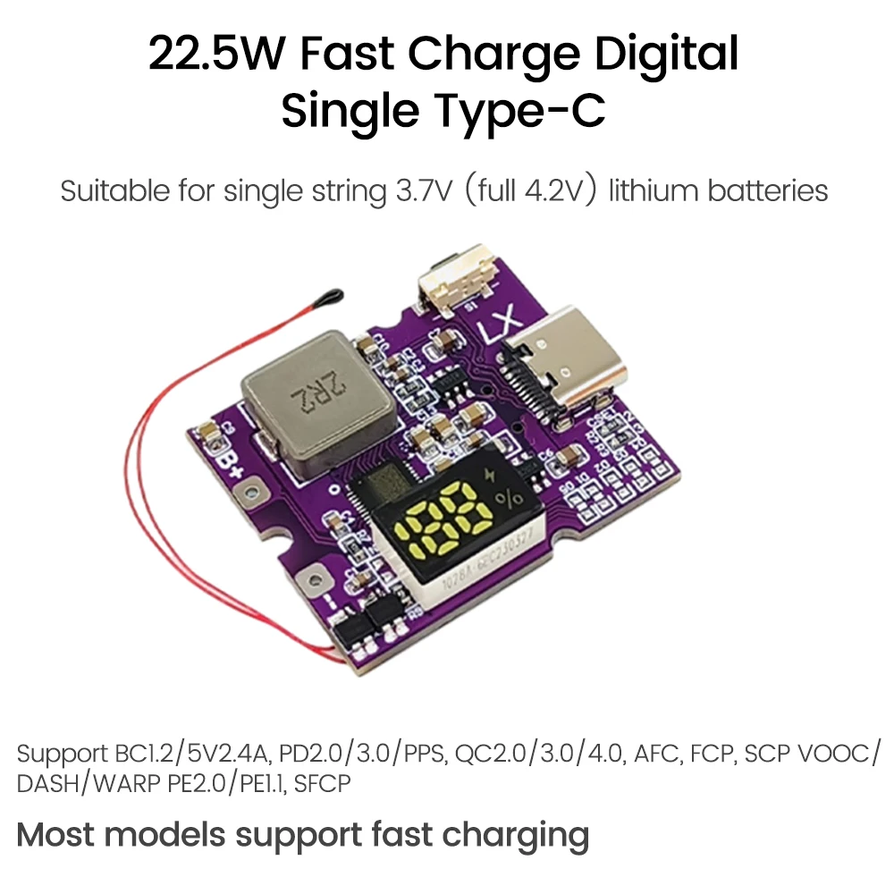 Diymore 22.5W Power Bank Bidirectional Fast Charging Mobile Power Bank Module for Lithium Battery Charger Board Supports QC4+