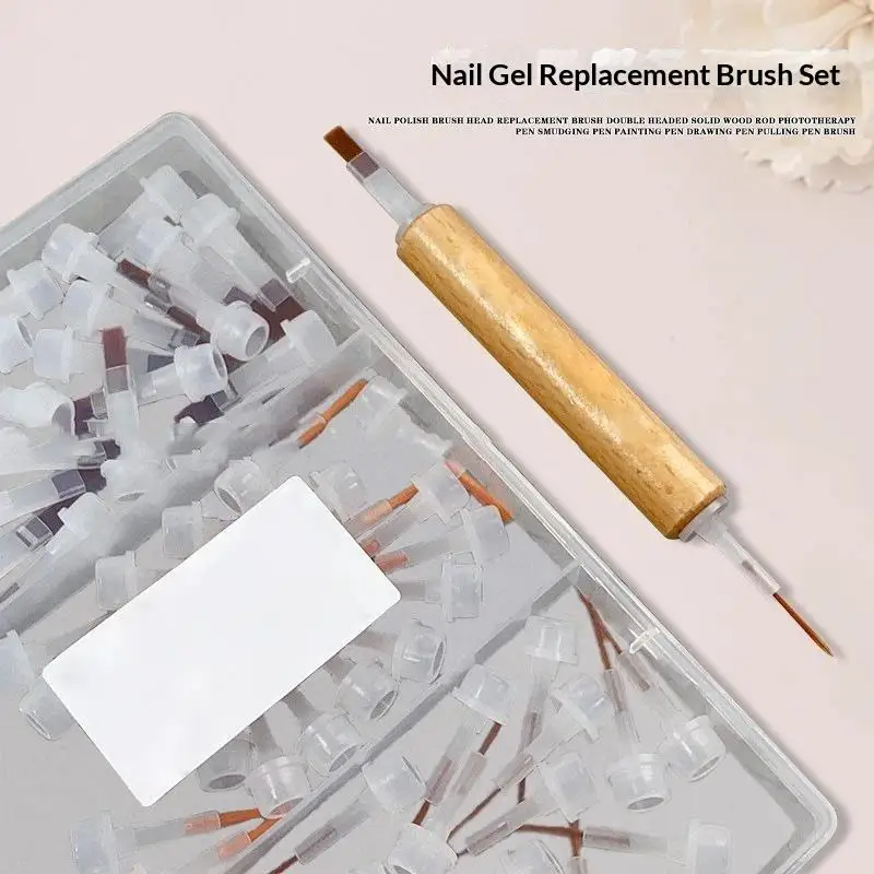 One Set Disposable Dip Replacement Brush Mini Nail Polish Replacement Brush Replacement Liquid Soft Bristles Flat Brush Pen