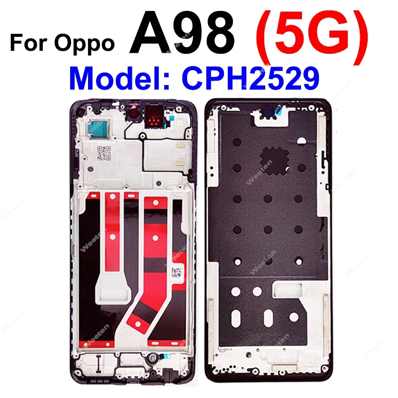 Für oppo a91 a92 a92s a93 a93s a94 a95 a96 a97 a98 4g 5g lcd vordere rahmen gehäuse abdeckung vordere lcd halter gehäuse teile