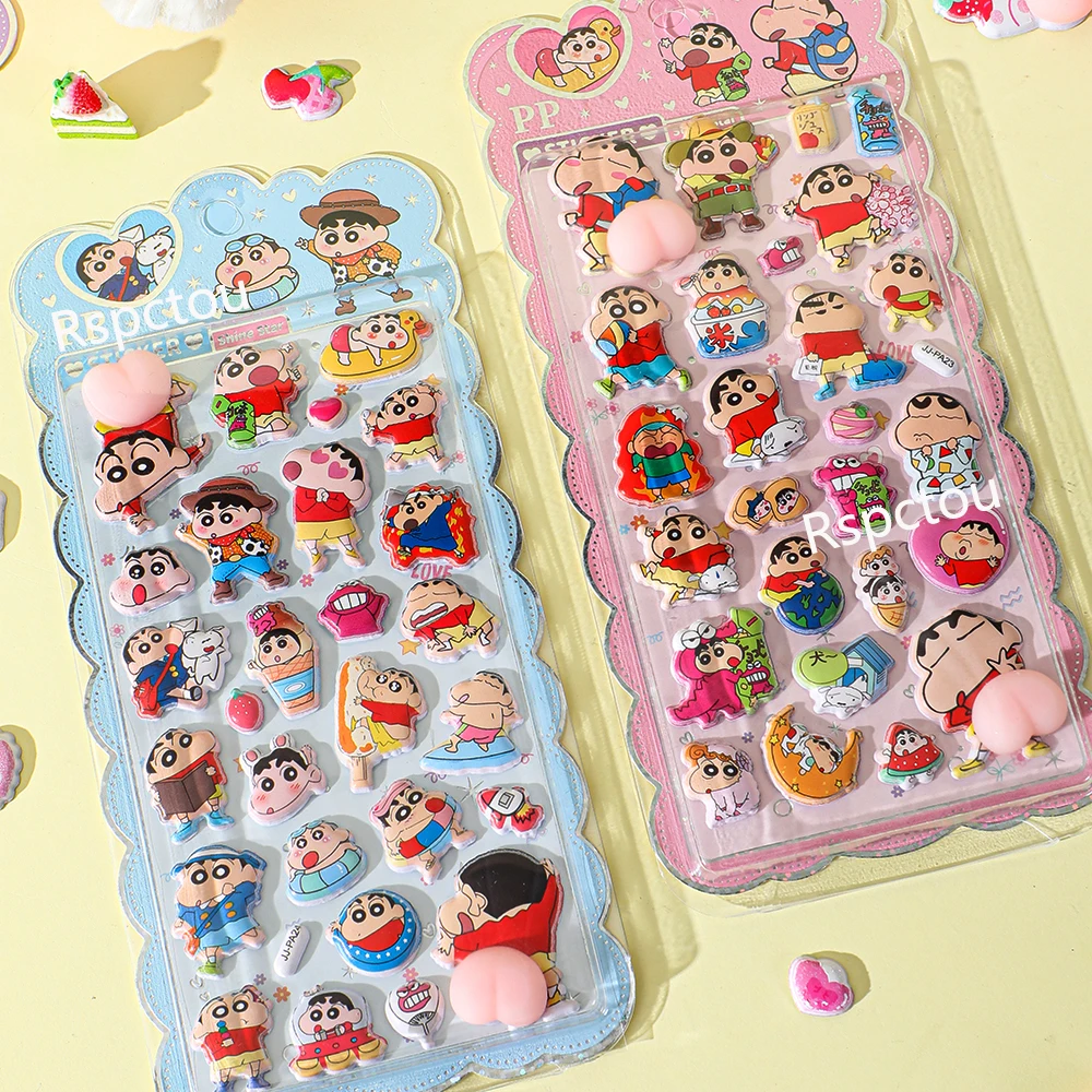 

New Crayon Shin-chan Happy Buttocks Stickers for Phone Case Laptop Stationery CuteSoft Pinched Decompression Sticker Toy Gift