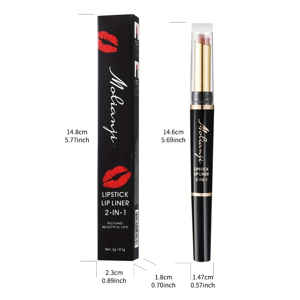 Rossetto retrattile per labbra retrattile 2 in 1 a 3 colori, sbiancante rimpolpante nudo, adatto a tutte le pelli, a lunga durata, a prova di trasferimento, facile da applicare