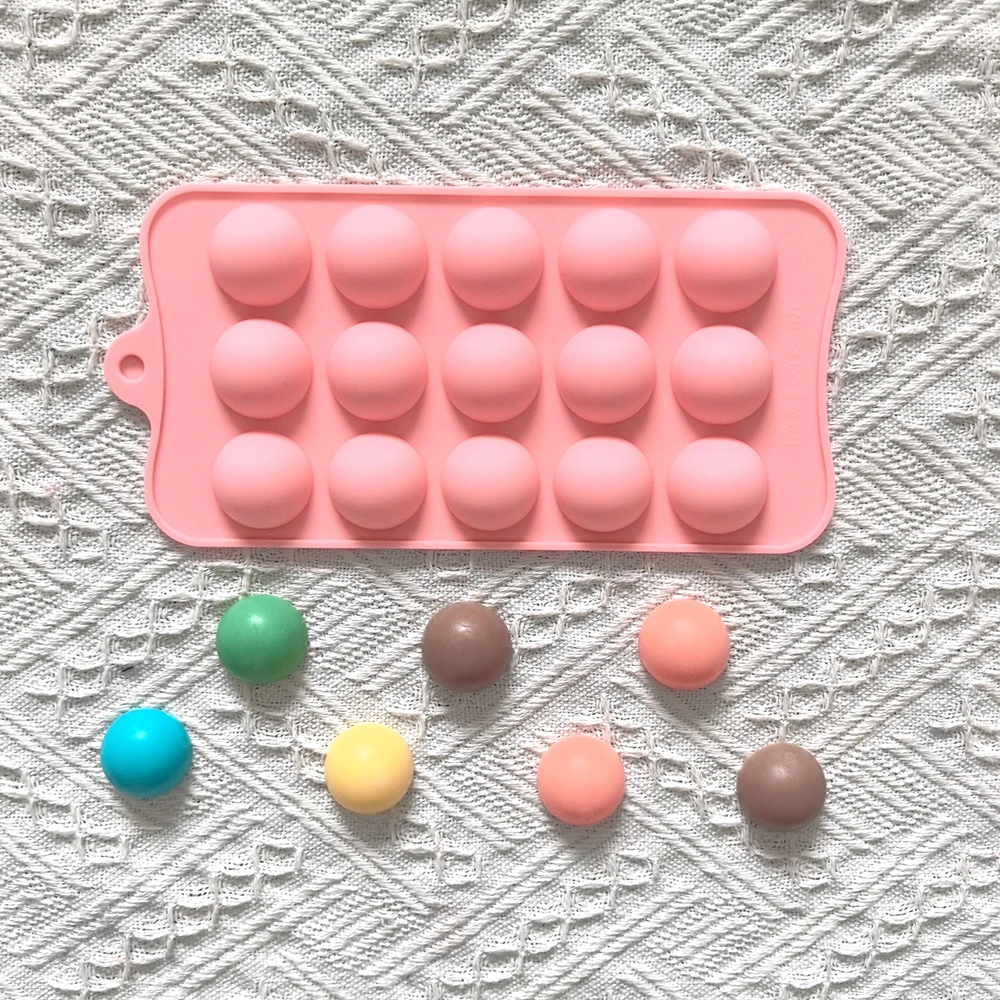 15 cavity semi-circular chocolate silicone mold, used for candy, chocolate, cookies, and handmade baking tools in the kitchen