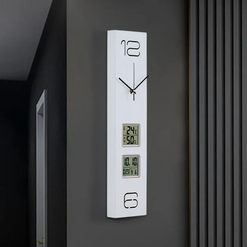Large Wall Clock Room Modern Design Wood Silent Clock Ornaments for Home Interior Decoration Wall Clocks with Date Temperature