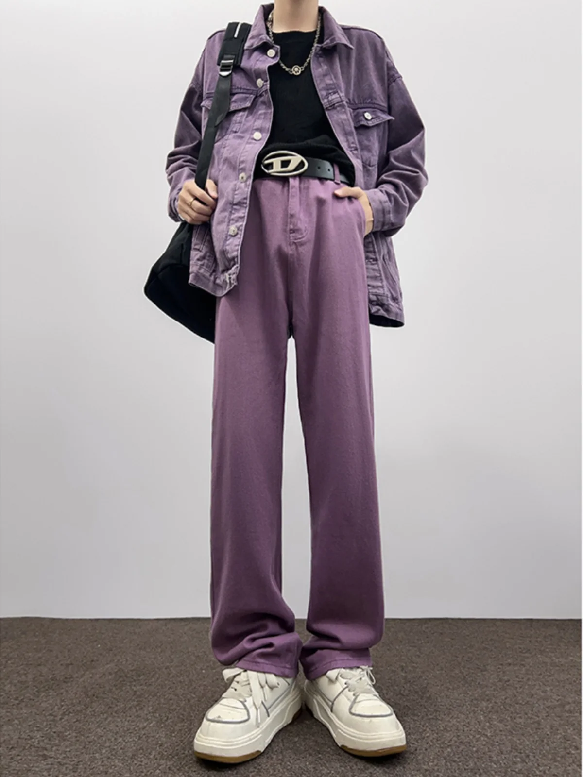 

Washed Denim Casual Set Men's Spring Autumn Trendy American Work Jacket Straight Leg Pants One Set Match Teenage Long Sleeve