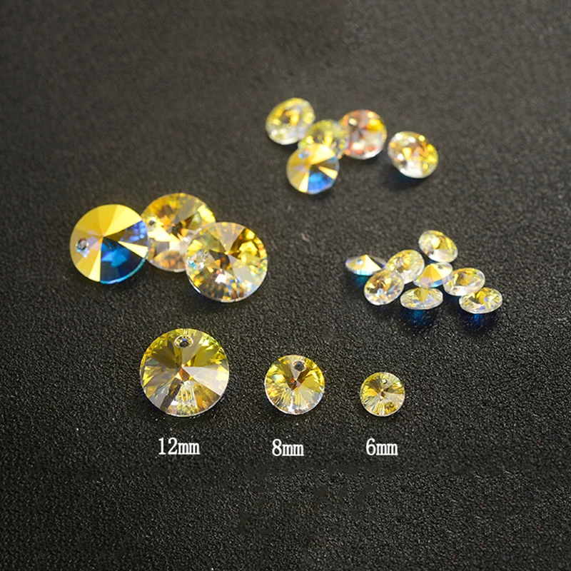 6428 Round Pendant Original Crystals from Austria Loose Rhinestone For Necklace Earrings Jewelry Making Nail Art Accessories