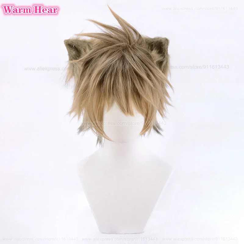 Anime  Ruggie Bucchi Cosplay Wig Flaxen Brown Gradient Heat Resistant Synthetic Hair Role Play Wigs + Wig Cap