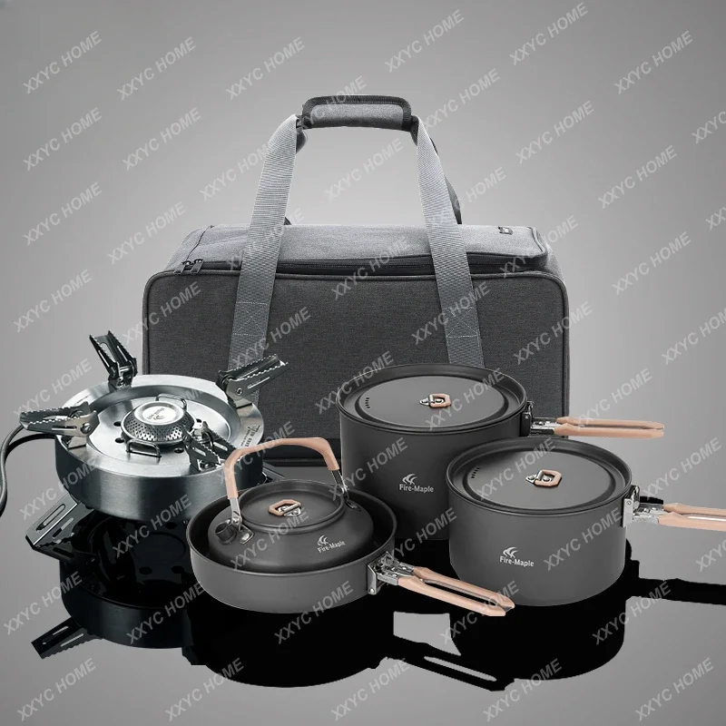 Portable Outdoor Camping Cookware Set Camping Picnic Pot Set Stove Optimus Gas Stove Pot Set Feast