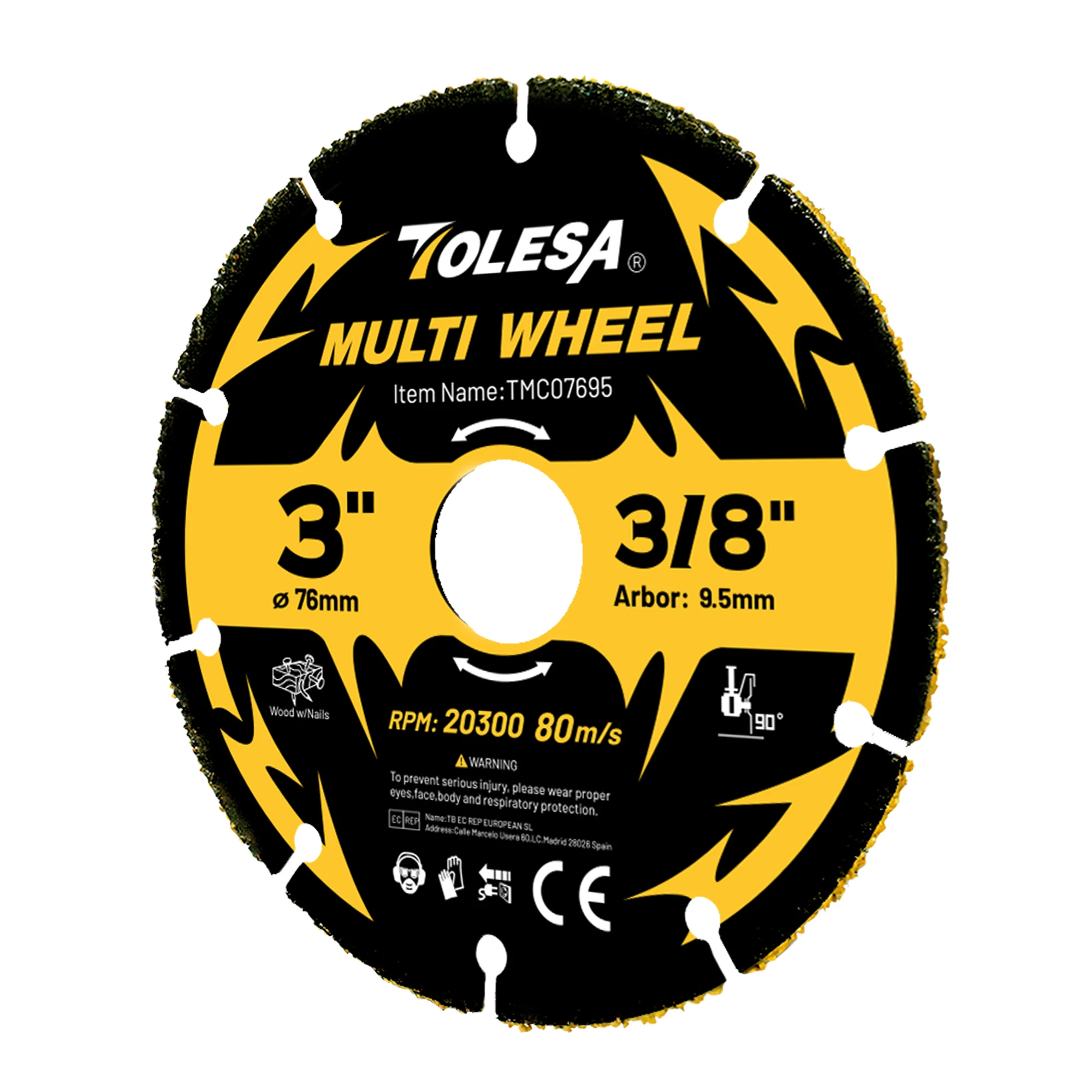 TOLESA 1PC 3Inch 76mm Carbide Cutting Disc Cut Off Wheels Angle Grinder Cutting Wheel for Wood Wood with Nails Laminate Plastic