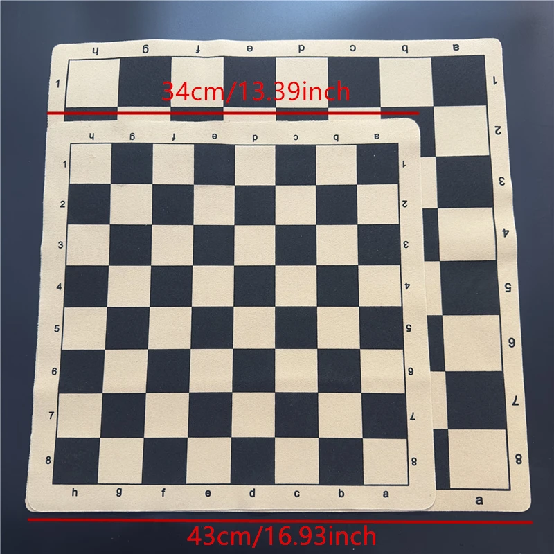 Chess Board 28cm 34cm/13.39inch And 43cm/16.93inch Folding Leather Flannelette Grid Folding Portable Individual Chess Board