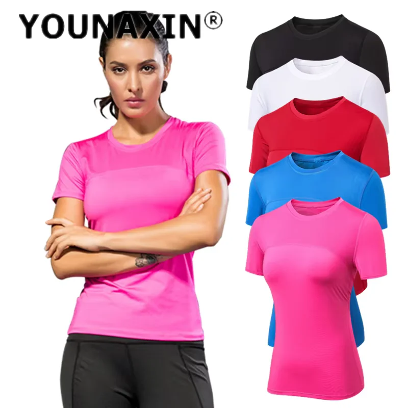 

Women's Yoga Tight T-shirt Training Short-sleeved Running Pilates Sports Fitness Clothes Quick-drying Sportwear XS S M L XL 2XL