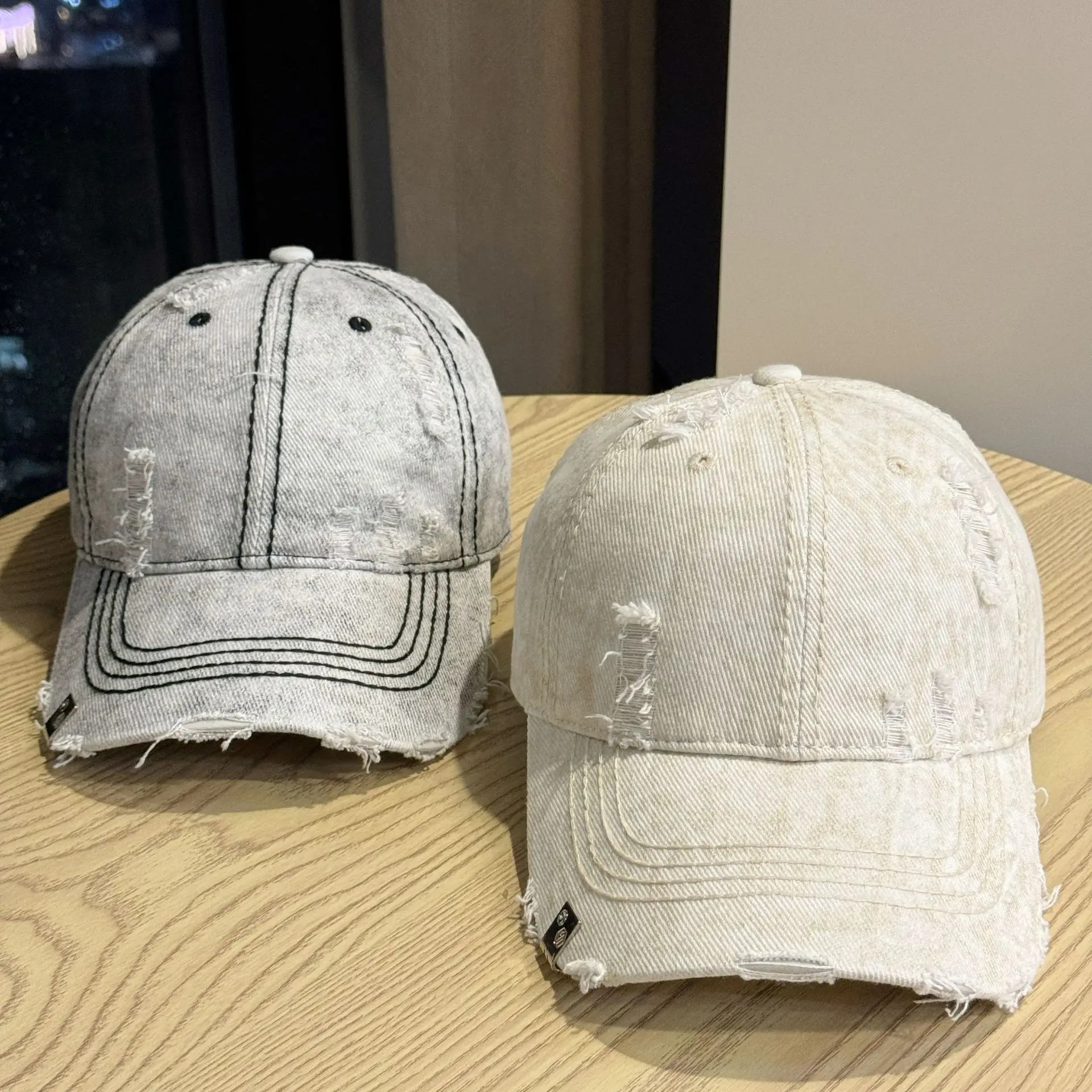 قبعة بيسبول قديمة ممزقة من قماش الدنيم للسيدات صيفية كاجوال وجه صغير مغسول قبعة رجالية واقية من الشمس متعددة الاستخدامات