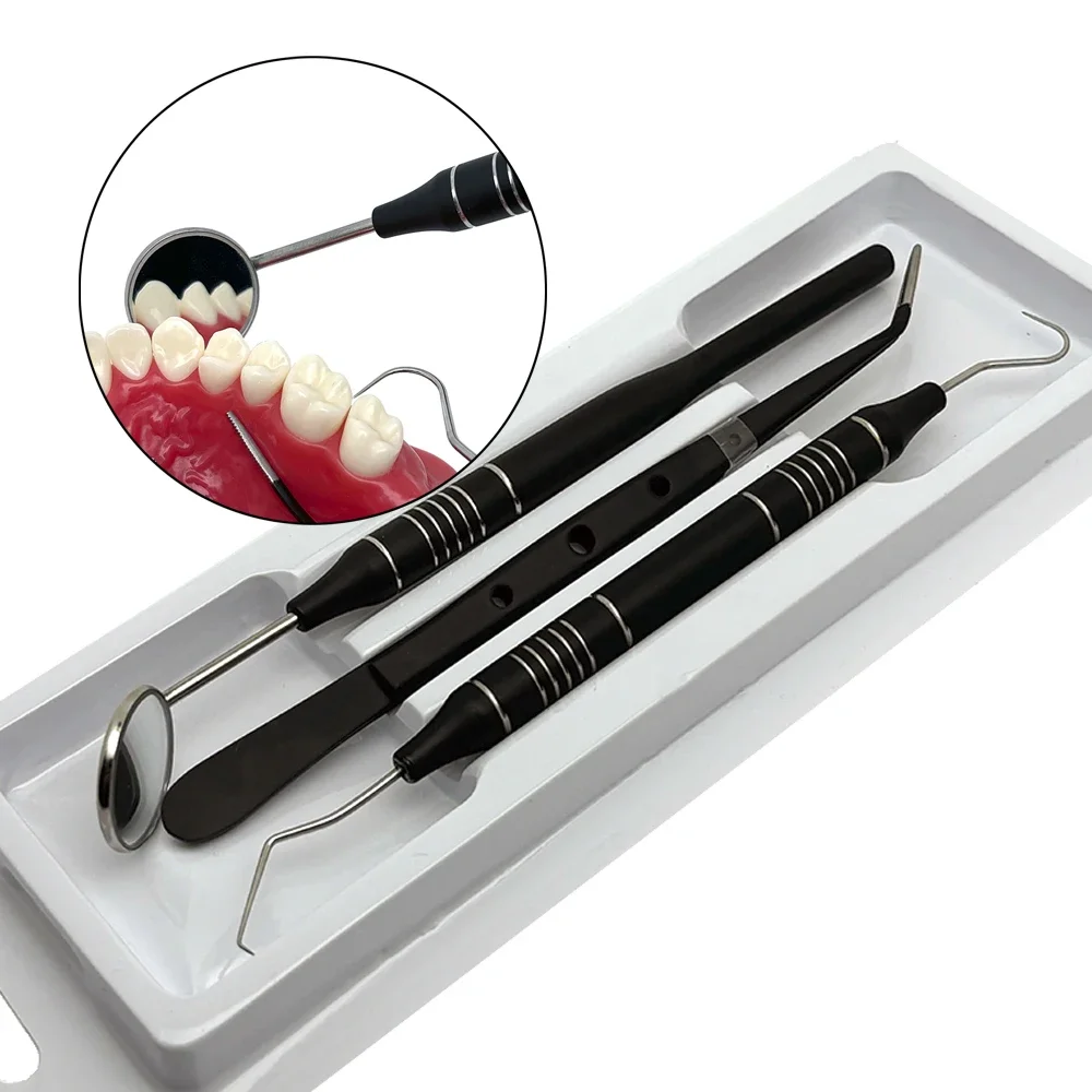 5set Dental Kit Professional Grade Stainless Steel Mouth Mirror Probe Tweezers Set for Clinic Use