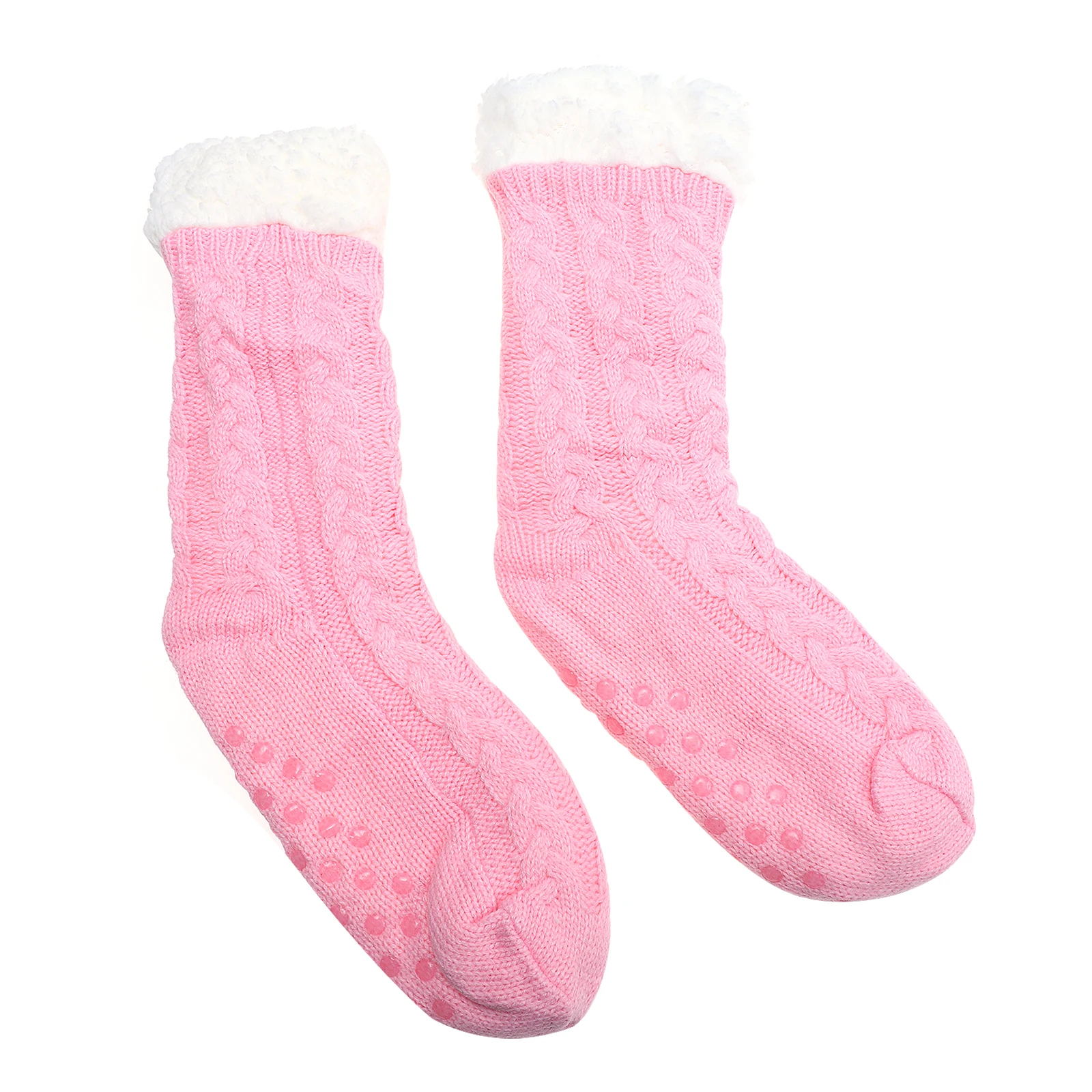 

Fleece-added Anti-slip Women Warm Floor Socks Christmas Gift Cold Weather Slipper Girls Acrylic Mid-calf Socks Soft Durability