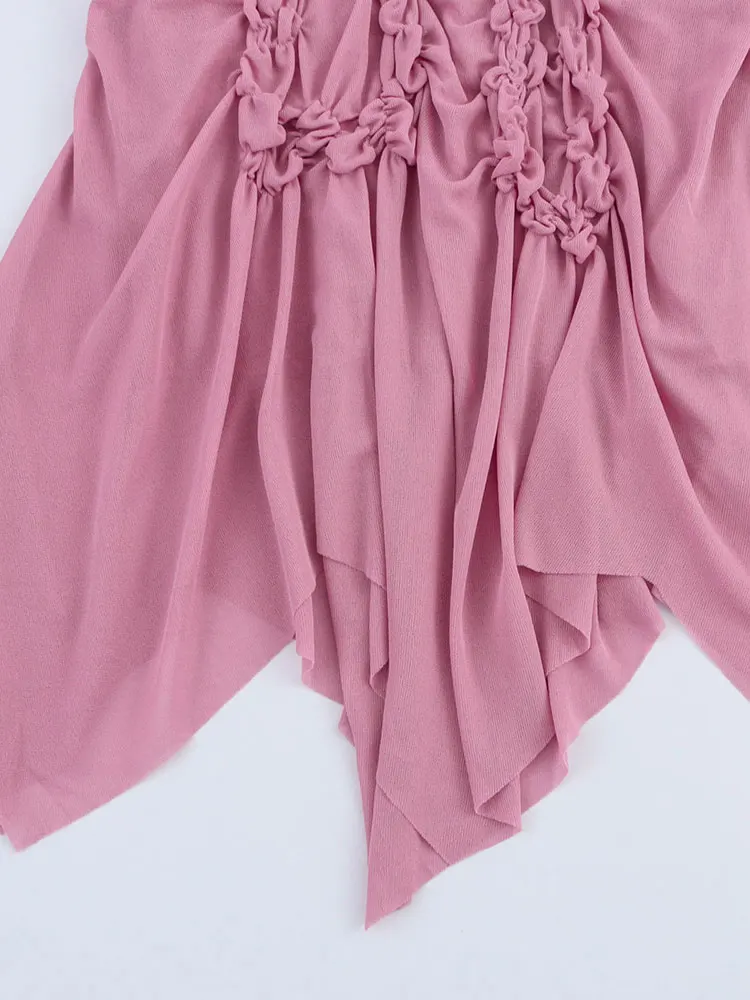 2025 verão feminino assimétrico dobrável vestido curto sexy mini vestidos mulher sem mangas sem costas vestidos de festa