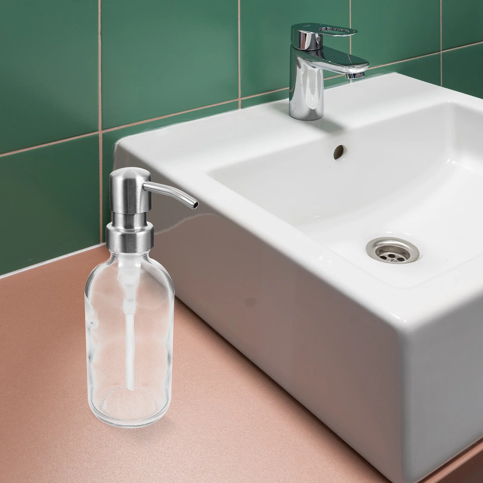 

1Set Portable Travel Dispenser Glass Pump Bottle Shower Soap Dispenser Refillable Cream Jar Safe Material Usage