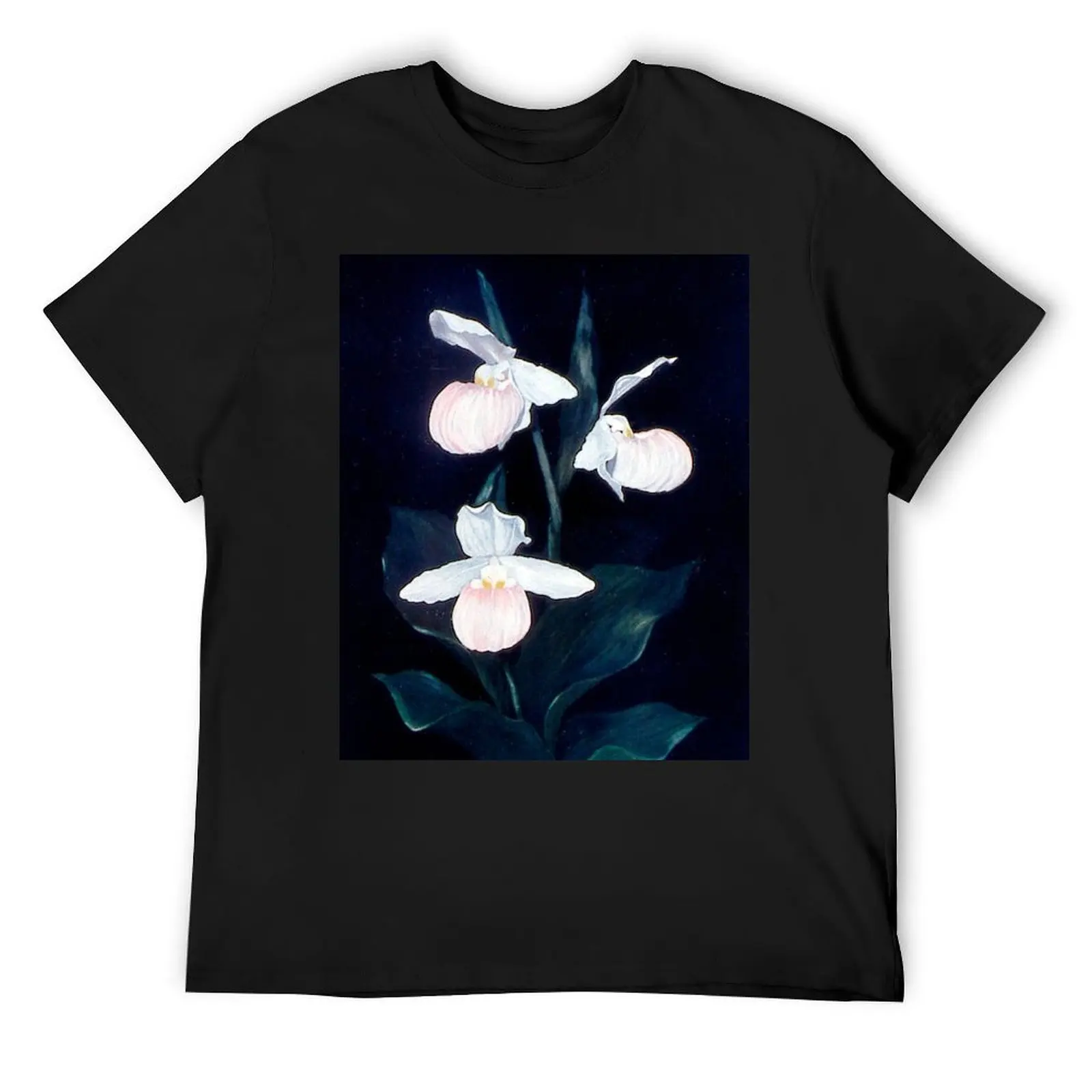 Lady Slipper Orchid on Dark Background T-Shirt plus size tops vintage sublime big and tall t shirts for men