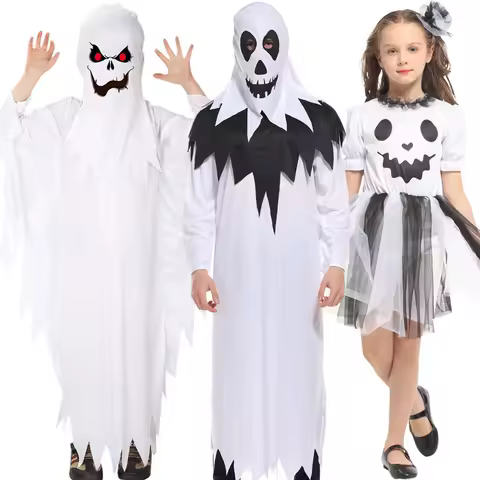 Children's white ghost jumpsuit, Halloween cosplay, funny and cute style, essential for children's activities