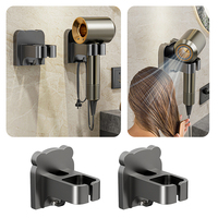 Wall-mounted Hair Dryer Holder Bathroom Hairdryer Hook Home ABS Storage Shelf Wall Shelf Floating Shelf Hairdryer Holder