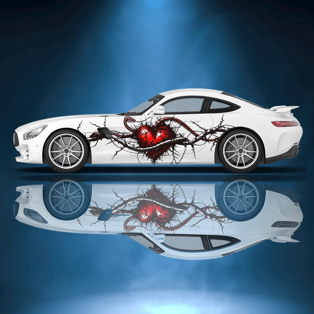 

Черные шипы и змеи в форме сердца, боковая наклейка для автомобиля, защитная наклейка, водонепроницаемая самоклеящаяся наклейка, автоаксессуары, оберточная крышка