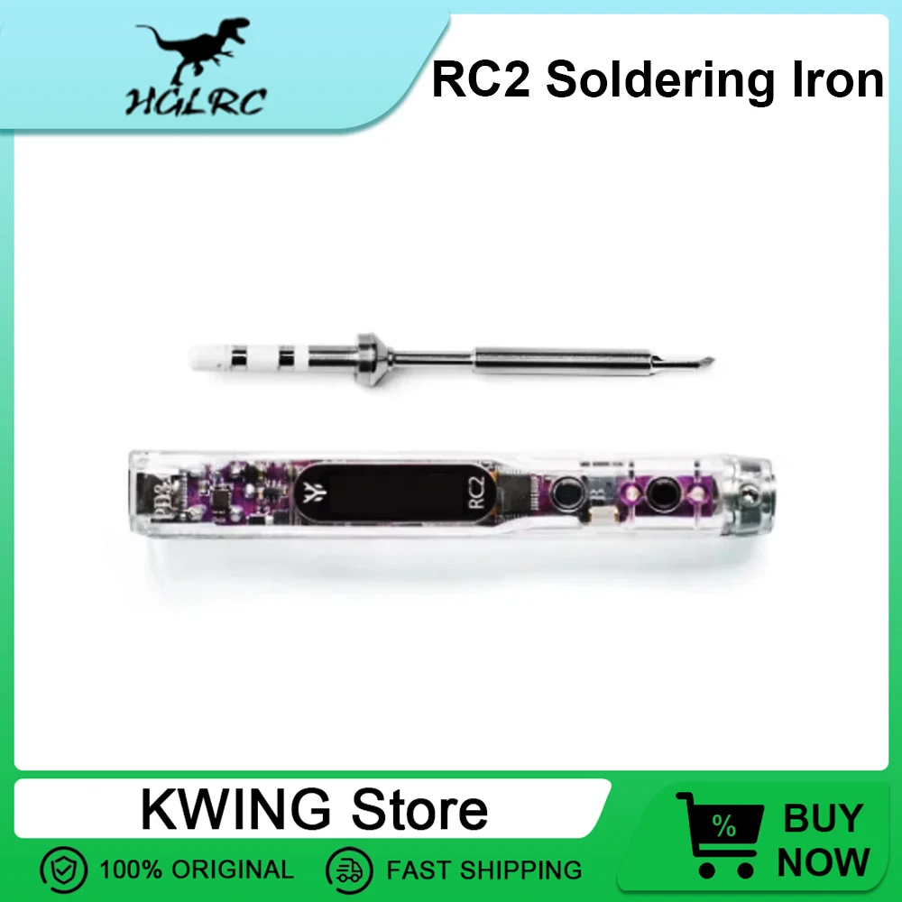 

Паяльник HGLRC RC2 с OLED HD-дисплеем, интеллектуальный, с постоянной температурой, совместимый с насадками TS / T12 для FPV-дронов