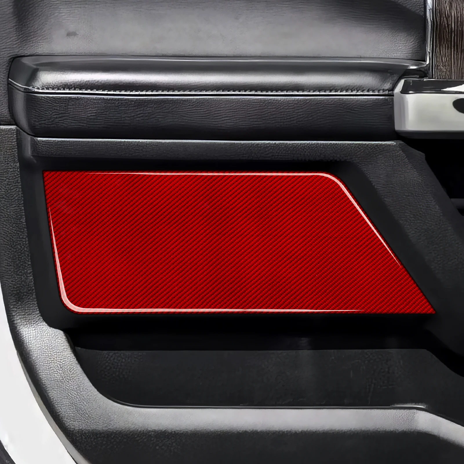 Red Carbon Fiber Interior Sticker. Car Door Front Panel. For Ford F-150 250 350 450 550 (2015-2022) Trim Accessories.