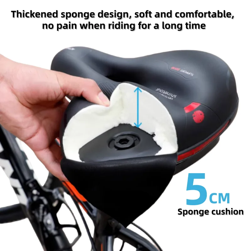 女性用男性用コンフォートバイクシート、デュアル衝撃吸収ボールメモリーフォーム防水ワイドバイクサドル、多くの自転車に適しています