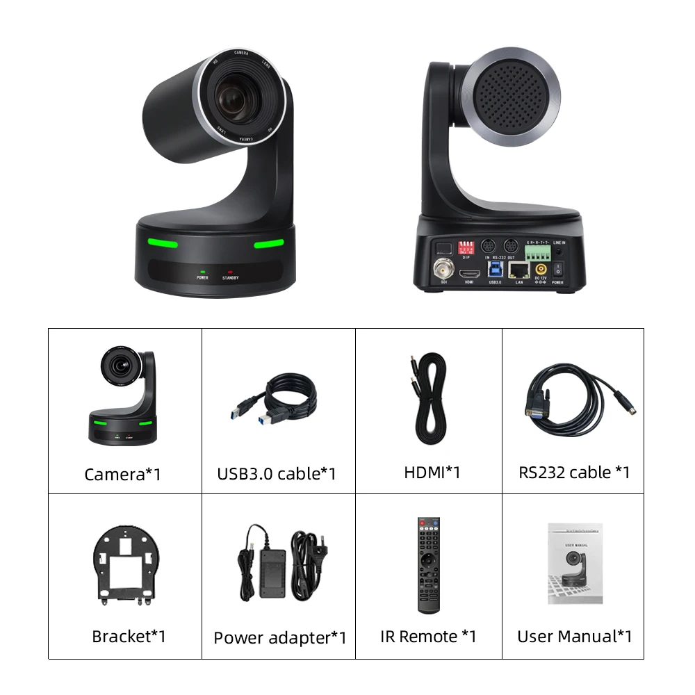 Conference Camera 12X Optical Zoom HDMI USB IP POE Support, HD 1080P Video Conference Camera For Church Worship Events Services