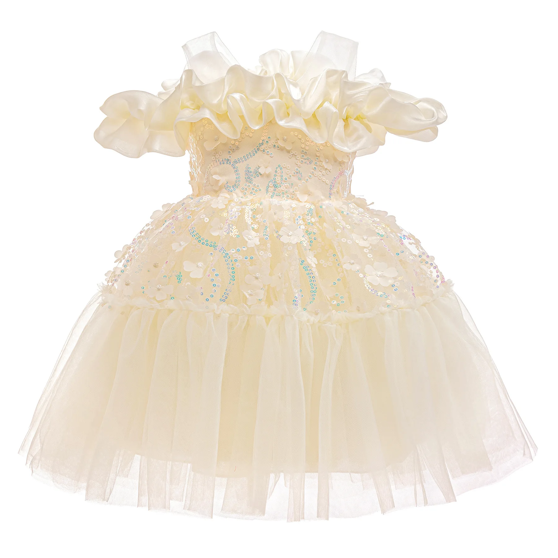 

Sequin Girls Princess Party Dresses for 3-8 Yrs Kids Summer Flowers Girls Birthday Wedding Evening Prom Gown Children's clothing