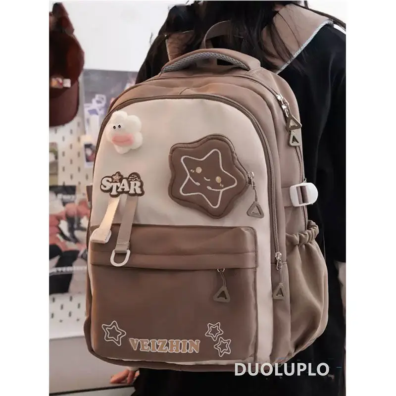 

New Cute Schoolbag Girl Appearance Resistance Dirty High School Students Large Capacity Durable Campus Double Shoulders Backpack