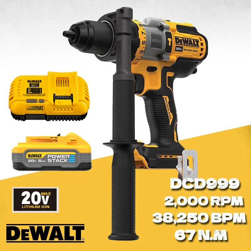 Dewalt Cordless Hammer Drill/Driver Kit 20V Flexvolt Advantage 2000RPM Impact Electrical Drill Brushless Motor Power Tool DCD999