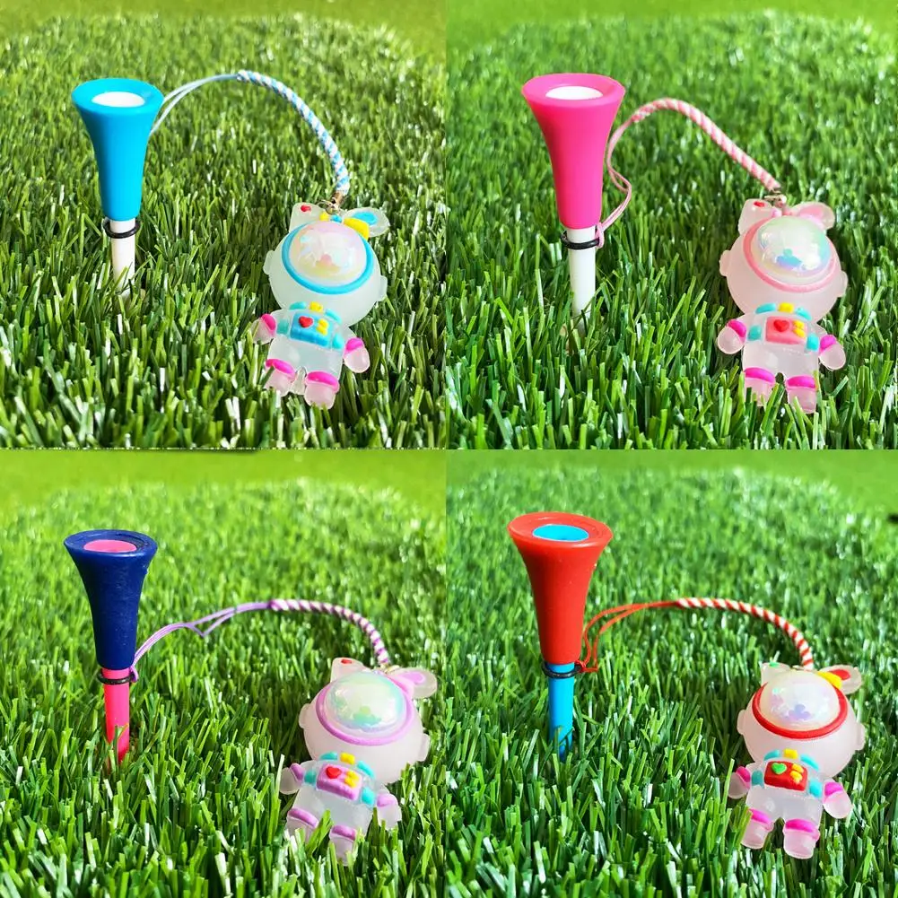 Bonito Cartoon Golf Rubber Tees com luz intermitente, Cartoon Ball Holder, Evitar a perda, Acessórios de treinamento, Y3a8, 1Pc