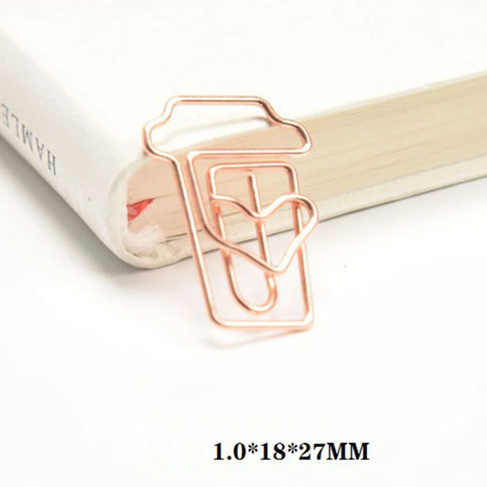 

24 Pcs Rose Gold Paper Clips Coffee Cup Shaped Cute Office School Supplies Bookmark Notebook Calendar Marker Scrapbook