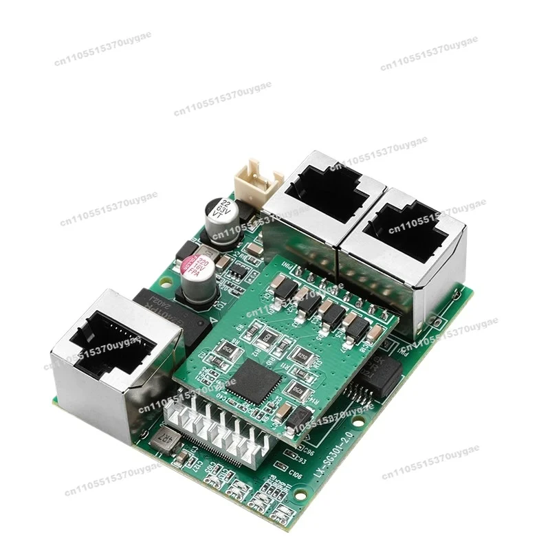 Industrial Grade 3-port Gigabit POE Switch Module 1 in 2 Out Network Expansion Bare Board Poe Repeater, One Point and Two Points