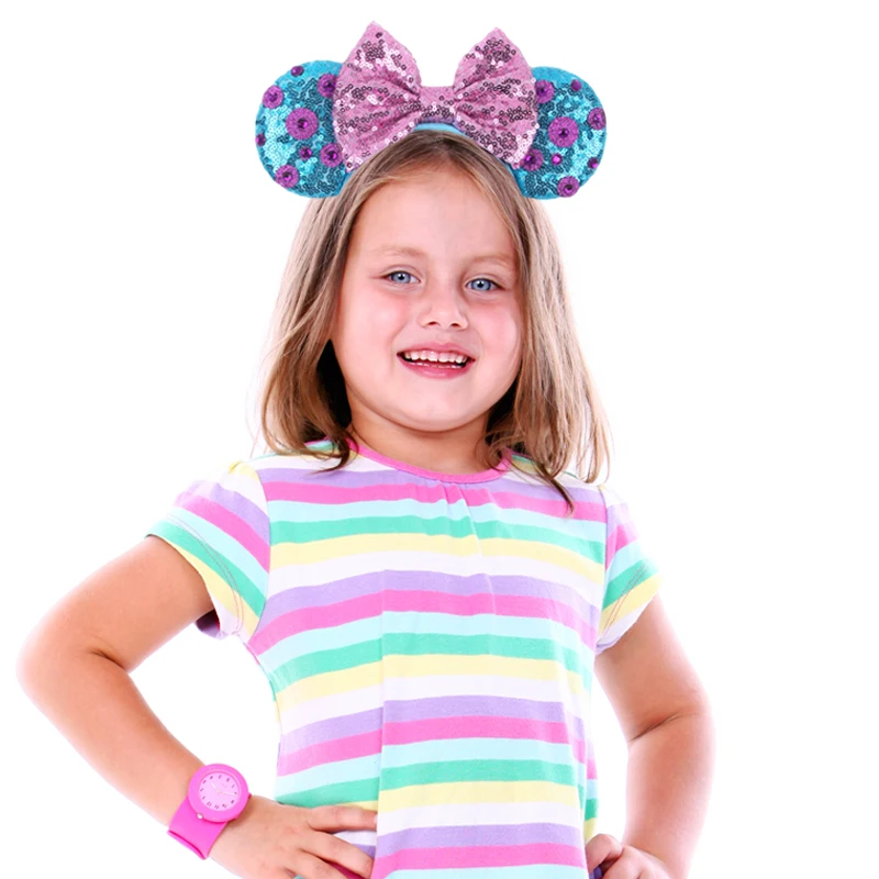 2024New Disney Monsters Inc Mouse Ears Headband Minnie Cartoon Cosplay Mouse Hairband Kids Festival Party Women Hair Accessories