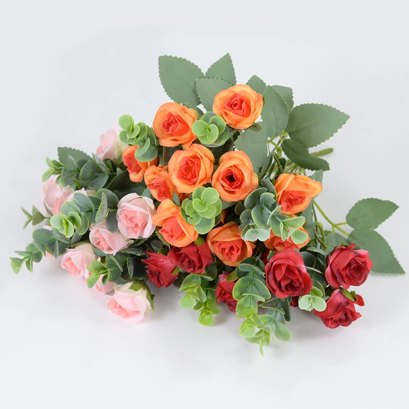 1pc/30cm Artificial Silk Red Rose Bouquets DIY Home Dining-Table Wedding Garden Decorations Fake Dried Flowers Process