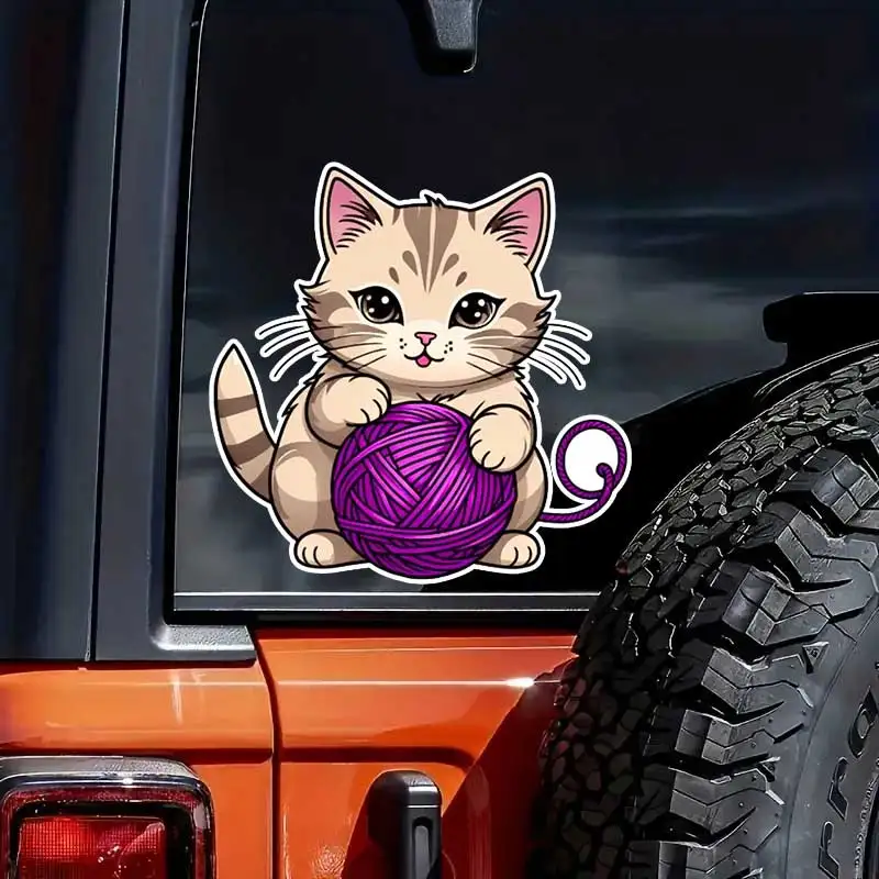 

Cute Cat With Wool Ball Car Sticker Vinyl Decal Waterproof Rear Window Motorcycle Camper Bumper Laptop Decoration SH1527